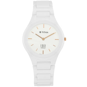Titan Edge Ceramic Quartz in Arctic White Dial Watch for Women
