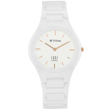 Titan Edge Ceramic Quartz in Arctic White Dial Watch for Women
