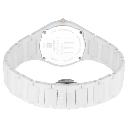 Titan Edge Ceramic Quartz in Arctic White Dial Watch for Women