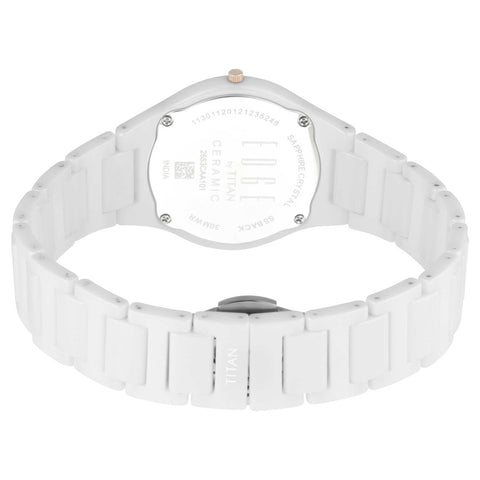 Titan Edge Ceramic Quartz in Arctic White Dial Watch for Women