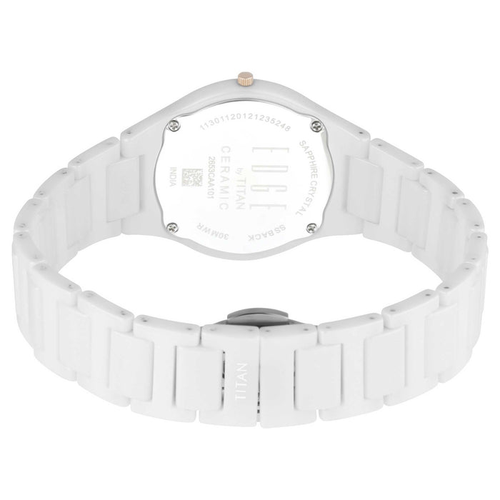 Titan Edge Ceramic Quartz in Arctic White Dial Watch for Women