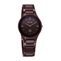 Titan Wine Ceramic Quartz Analog Maroon Dial Ceramic Strap Watch For Women (2653QC18)