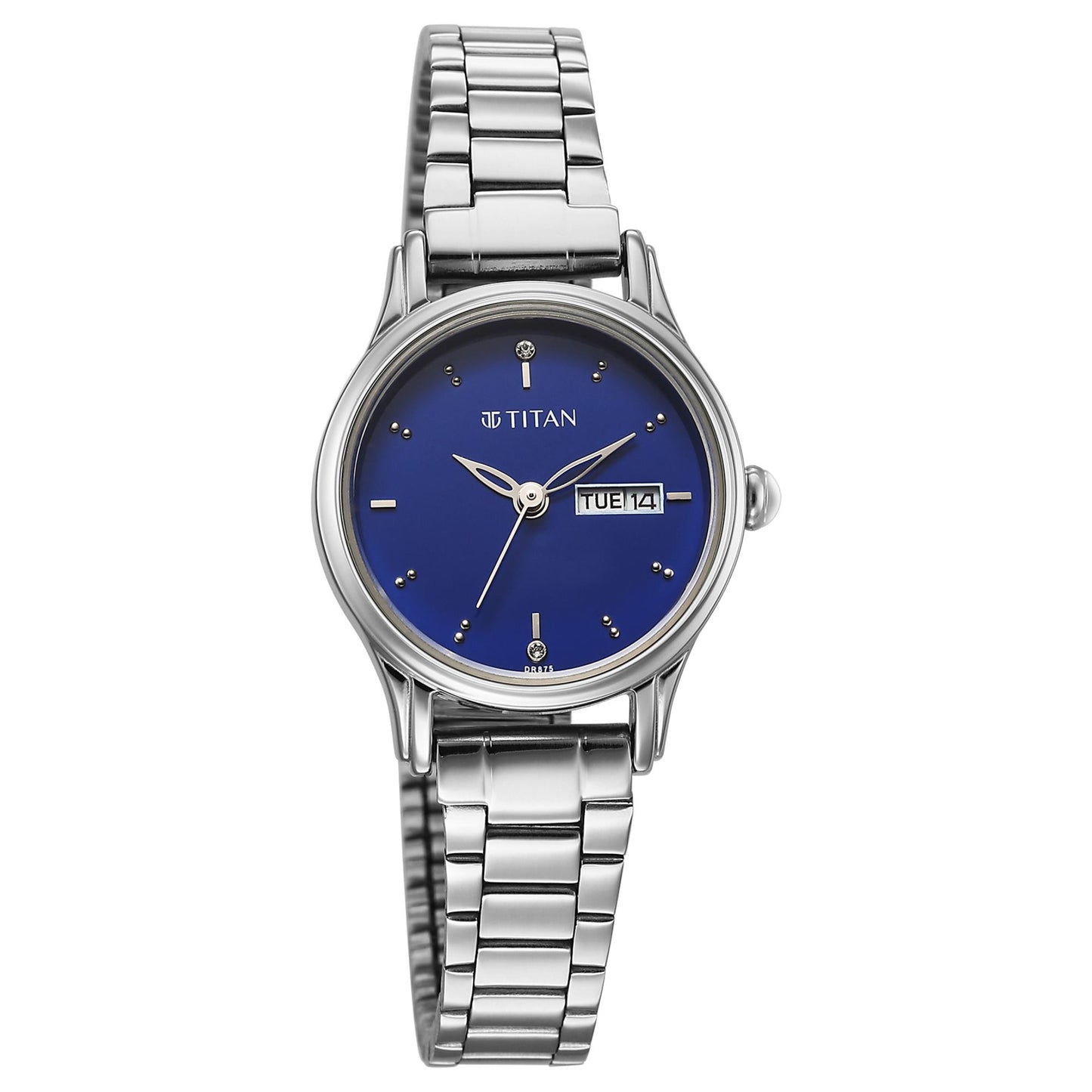 Titan Karishma Blue Dial Silver Stainless Steel Strap Analog Watch For Women