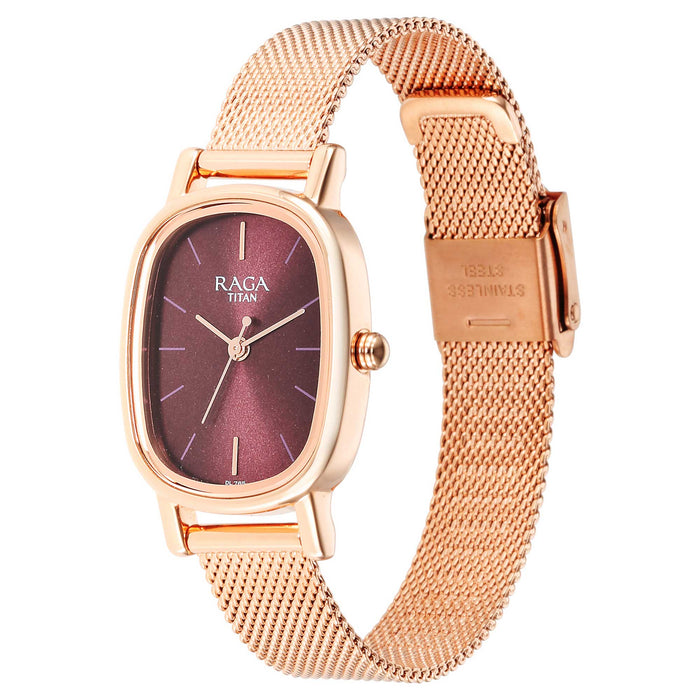 Titan Raga Viva Brown Dial Analog Stainless Steel Strap Watch for Women