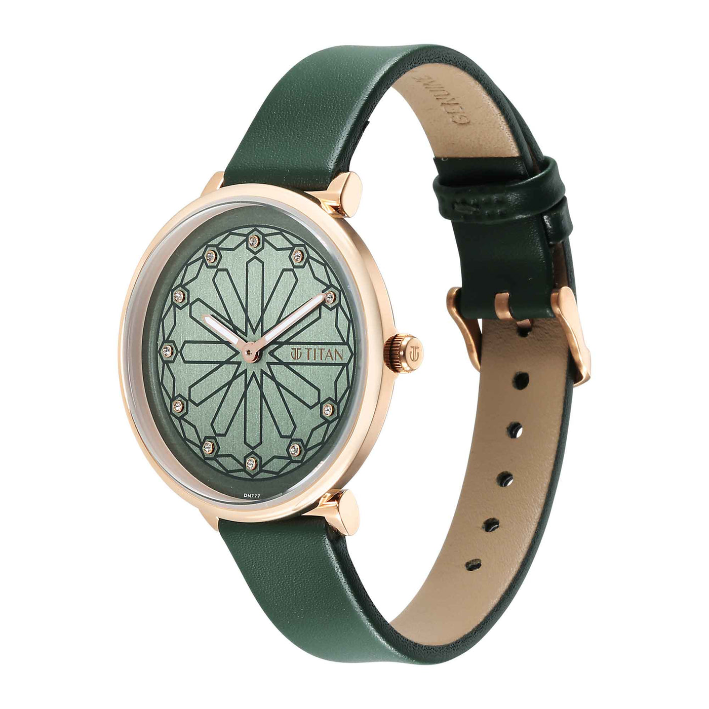 Titan Marhaba Silverwhite Dial Women Watch With Leather Strap