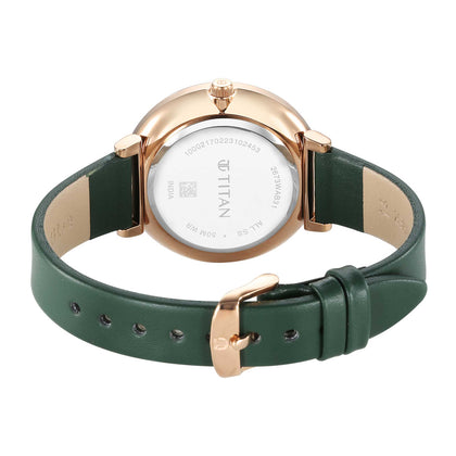 Titan Marhaba Silverwhite Dial Women Watch With Leather Strap