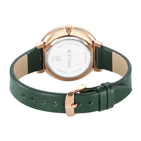 Titan Marhaba Silverwhite Dial Women Watch With Leather Strap