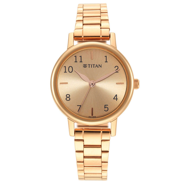 Titan Karishma Rose Gold Dial Analog Stainless Steel Strap Watch for Women
