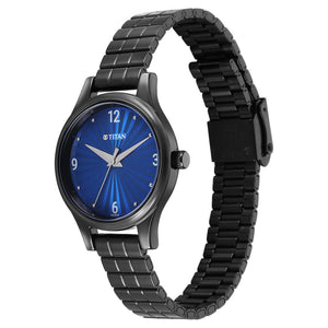 Titan Karishma Quartz Analog Blue Dial Black Stainless Steel Strap Watch For Women(2679NM02)