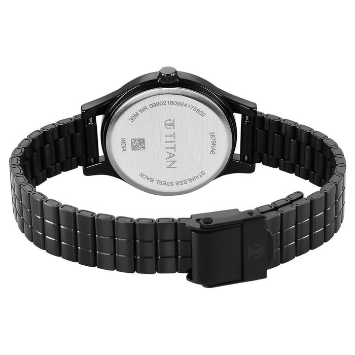 Titan Karishma Quartz Analog Blue Dial Black Stainless Steel Strap Watch For Women(2679NM02)