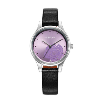 Titan Karishma Quartz Analog Purple Leather Strap for Women