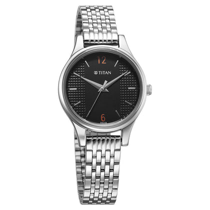 Titan Karishma Quartz Analog Black Dial Silver Stainless Steel Strap Watch For Women(2679SM02)