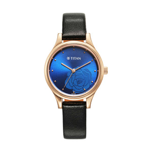 Titan Karishma Quartz Analog Blue Leather Strap for Women