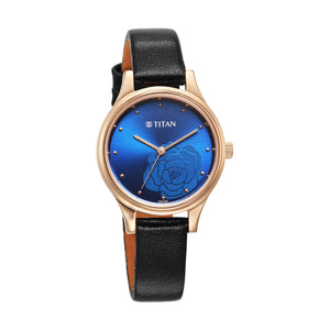 Titan Karishma Quartz Analog Blue Leather Strap for Women