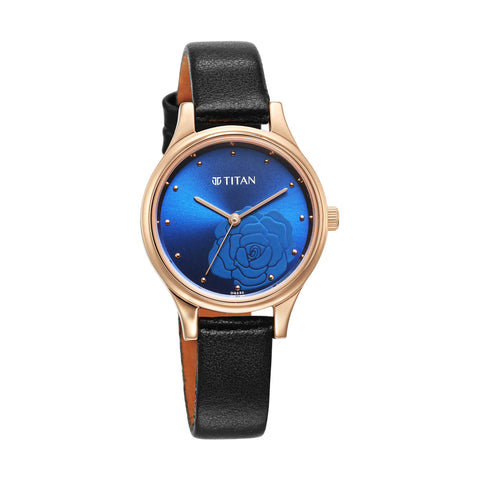 Titan Karishma Quartz Analog Blue Leather Strap for Women
