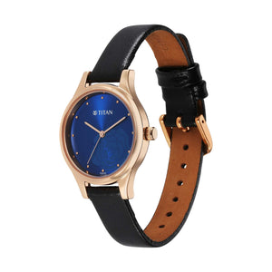 Titan Karishma Quartz Analog Blue Leather Strap for Women