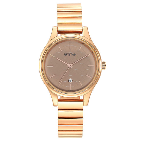 Women Karishma Brown Dial Metal Strap Watch