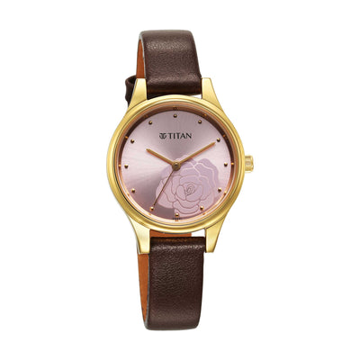 Titan Karishma Quartz Analog Pink Leather Strap for Women
