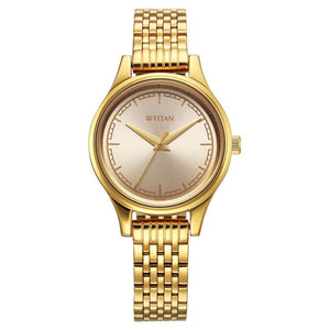 Titan Karishma Quartz Analog Beige Dial Golden Stainless Steel Strap Watch For Women(2679YM02)