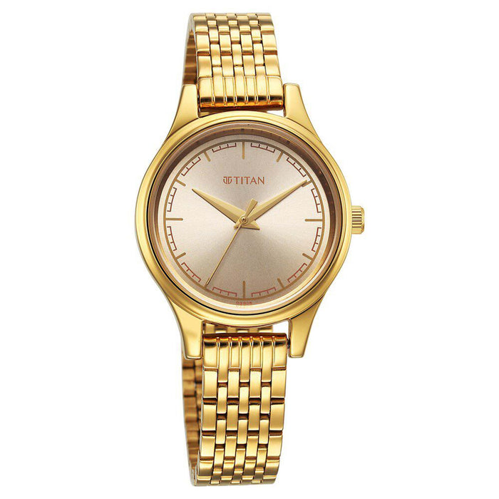 Titan Karishma Quartz Analog Beige Dial Golden Stainless Steel Strap Watch For Women(2679YM02)
