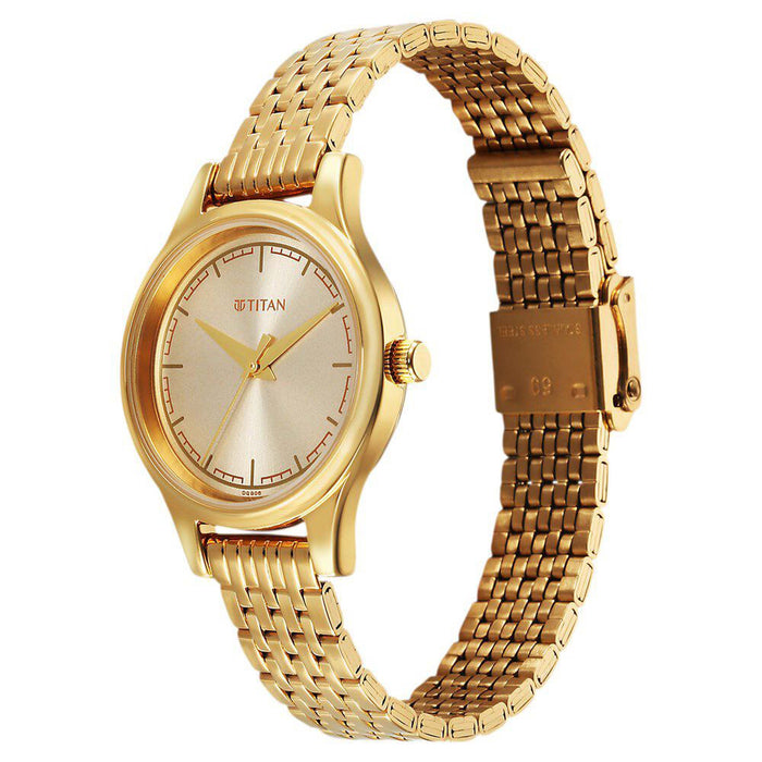 Titan Karishma Quartz Analog Beige Dial Golden Stainless Steel Strap Watch For Women(2679YM02)