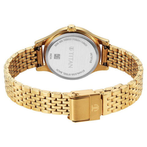 Titan Karishma Quartz Analog Beige Dial Golden Stainless Steel Strap Watch For Women(2679YM02)