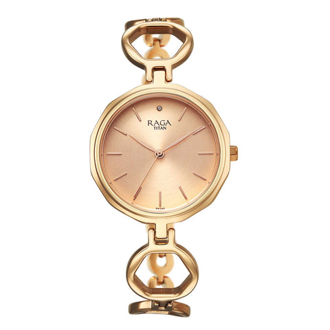 Titan Raga Rose Gold Dial Metal Strap Analog Watch for Women  2685WM01