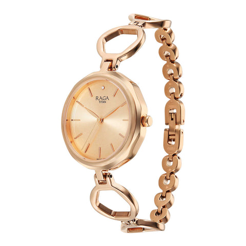 Titan Raga Rose Gold Dial Metal Strap Analog Watch for Women  2685WM01