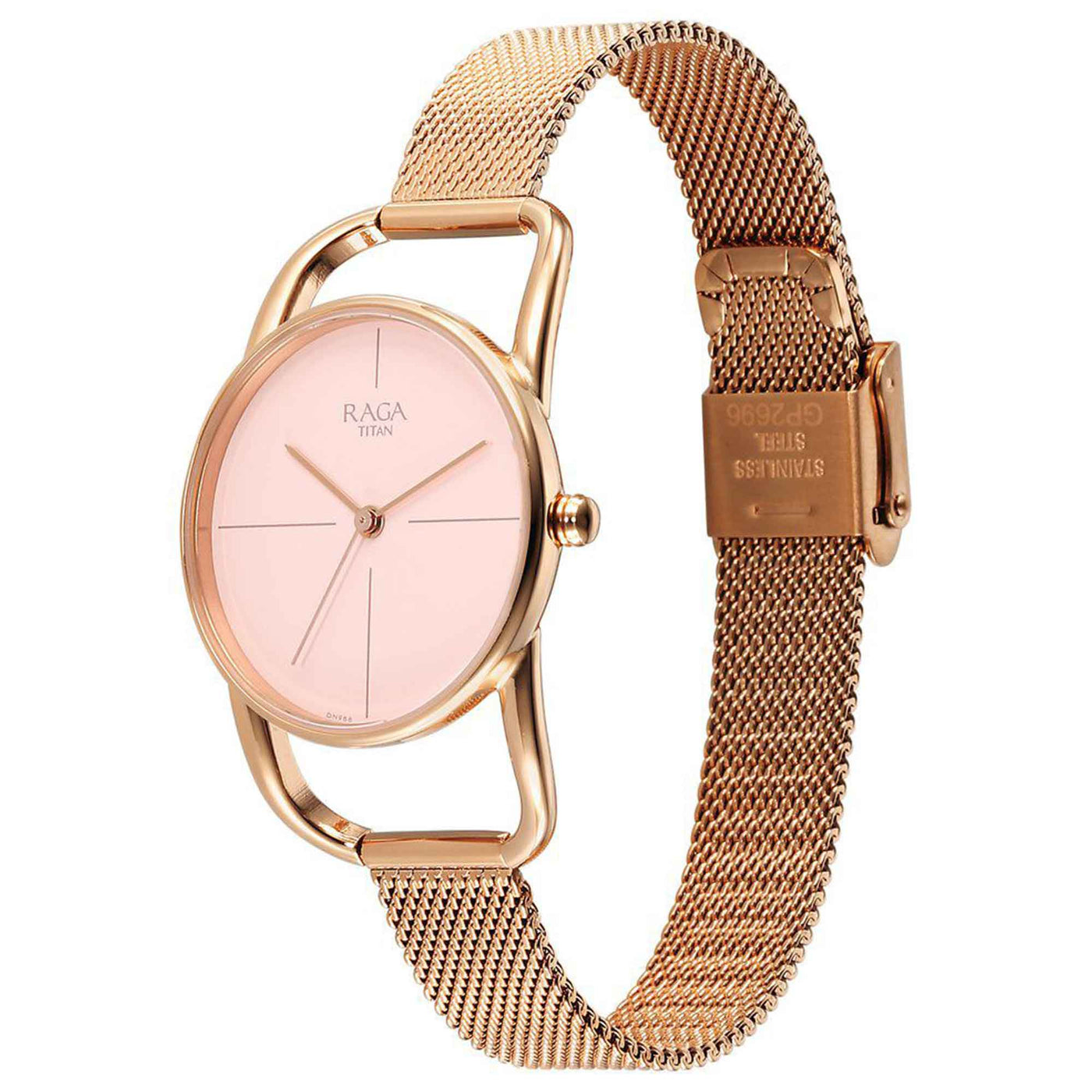 Titan Raga Chic Quartz Analog Pink Dial Metal Strap Watch for Women