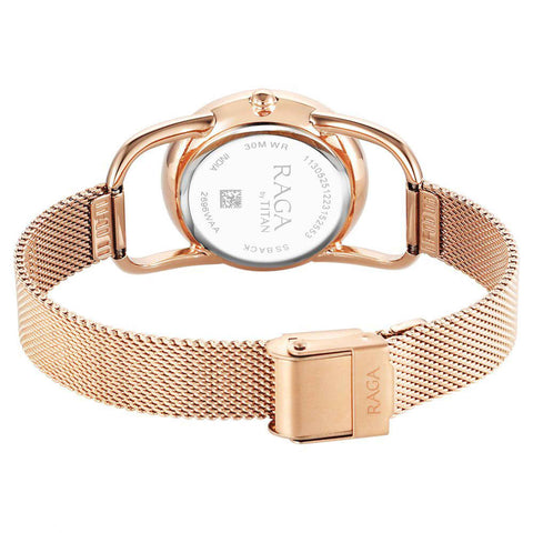 Titan Raga Chic Quartz Analog Pink Dial Metal Strap Watch for Women