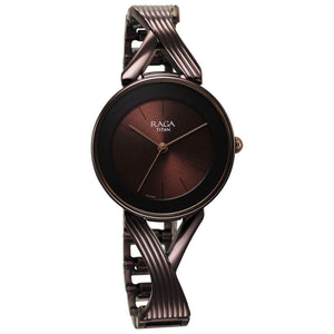 Titan Raga Chic Quartz Analog Brown Dial Metal Strap Watch for Women