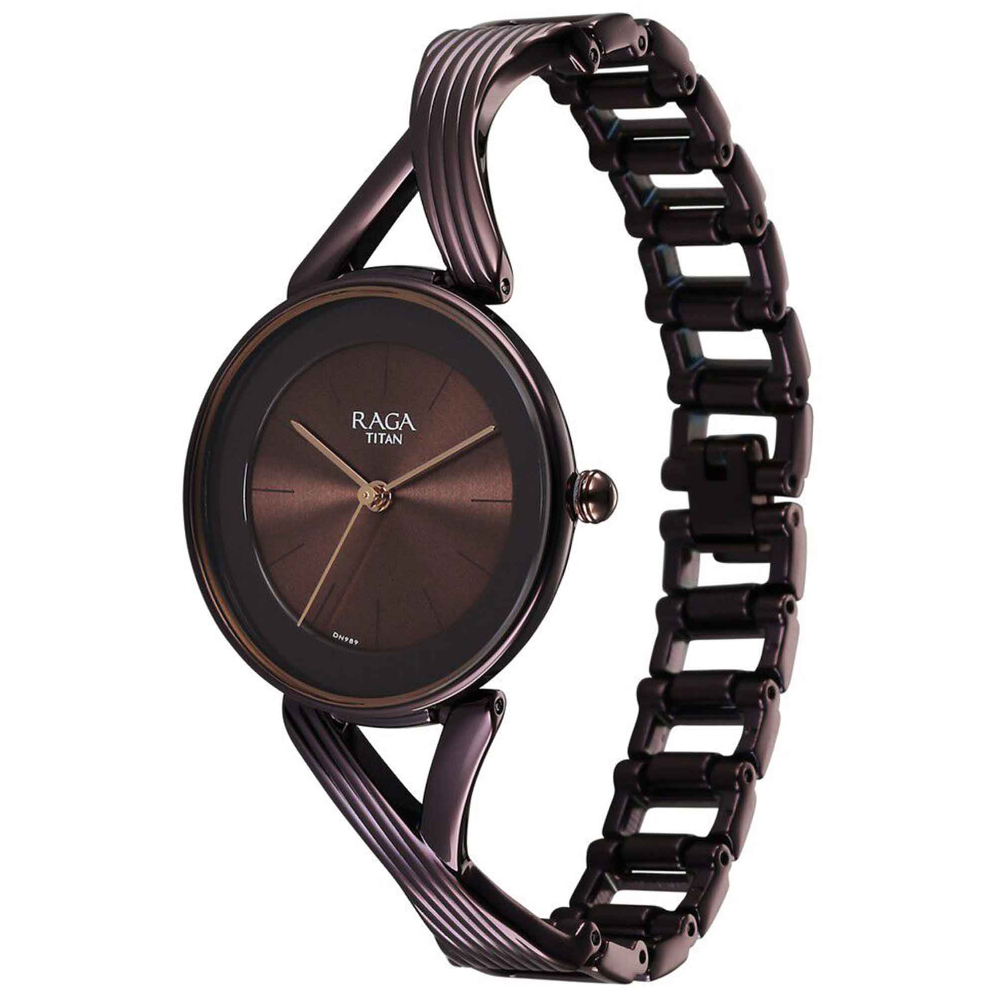 Titan Raga Chic Quartz Analog Brown Dial Metal Strap Watch for Women