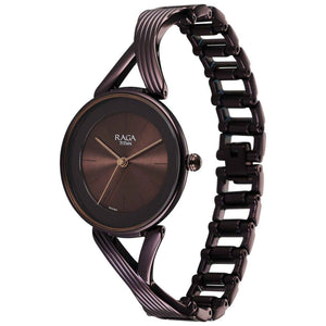 Titan Raga Chic Quartz Analog Brown Dial Metal Strap Watch for Women