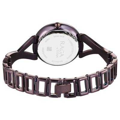 Titan Raga Chic Quartz Analog Brown Dial Metal Strap Watch for Women