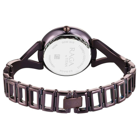 Titan Raga Chic Quartz Analog Brown Dial Metal Strap Watch for Women