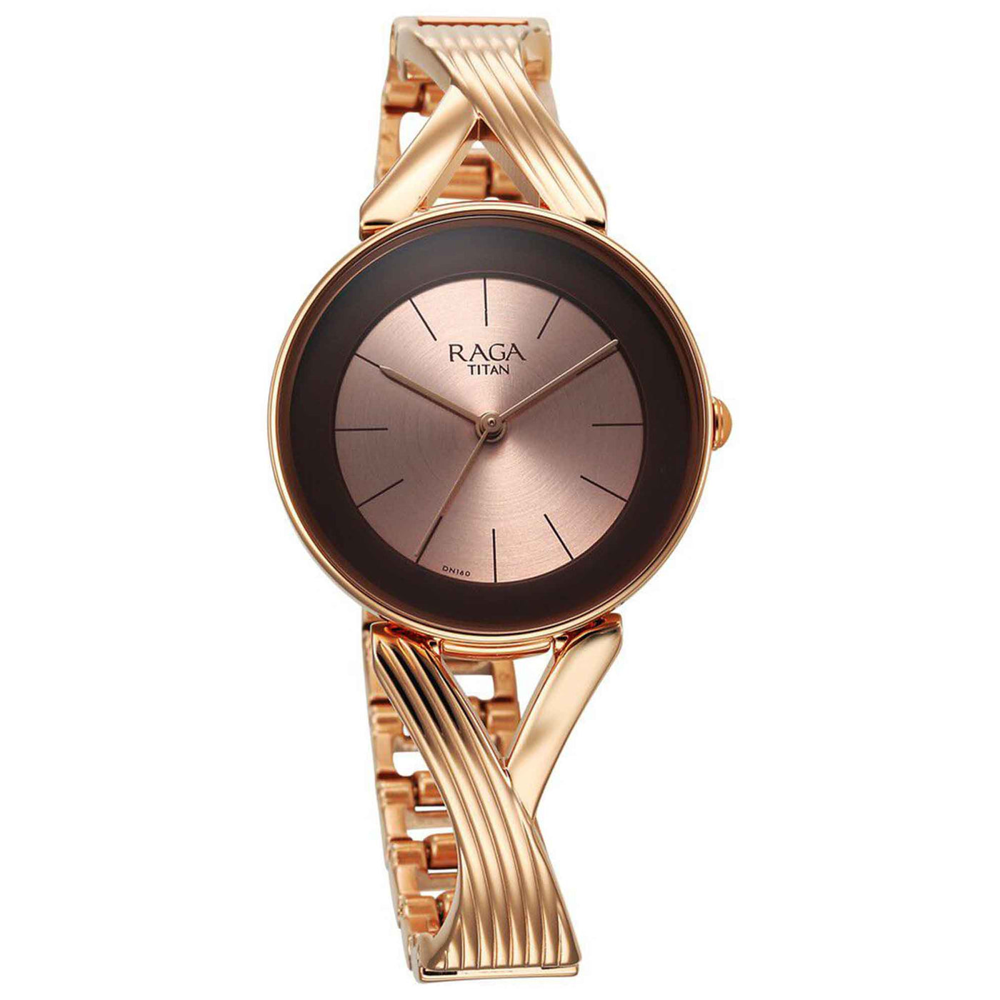 Titan Raga Chic Quartz Analog Rose Gold Dial Metal Strap Watch for Women