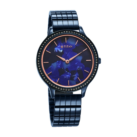 Titan Purple Secluded Strap Material Metal Dial Colour Dark Blue 2711QM01