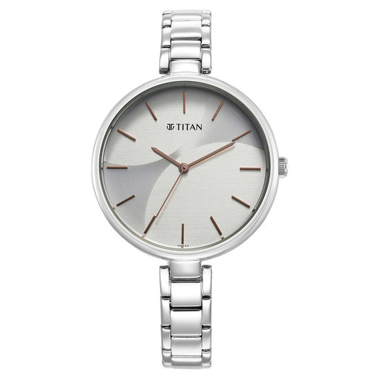 Titan Purple Stackables Quartz Alog Two Toned Dial Stainless Steel Strap Watch for Women