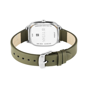 Titan Workwear Quartz Analog Beige Dial Blue Leather Strap Watch For Women