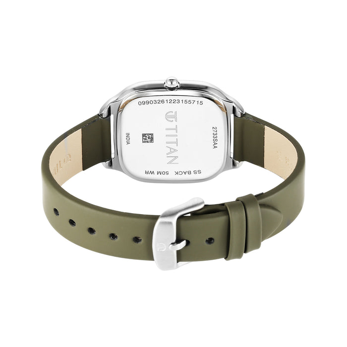 Titan Workwear Quartz Analog Beige Dial Blue Leather Strap Watch For Women