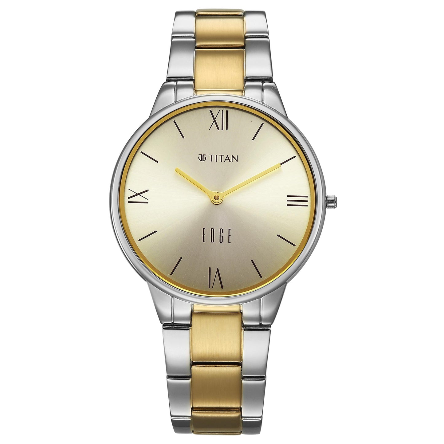 Titan Champagne Dial Two Toned Stainless Steel Strap Analog Watch for Women
