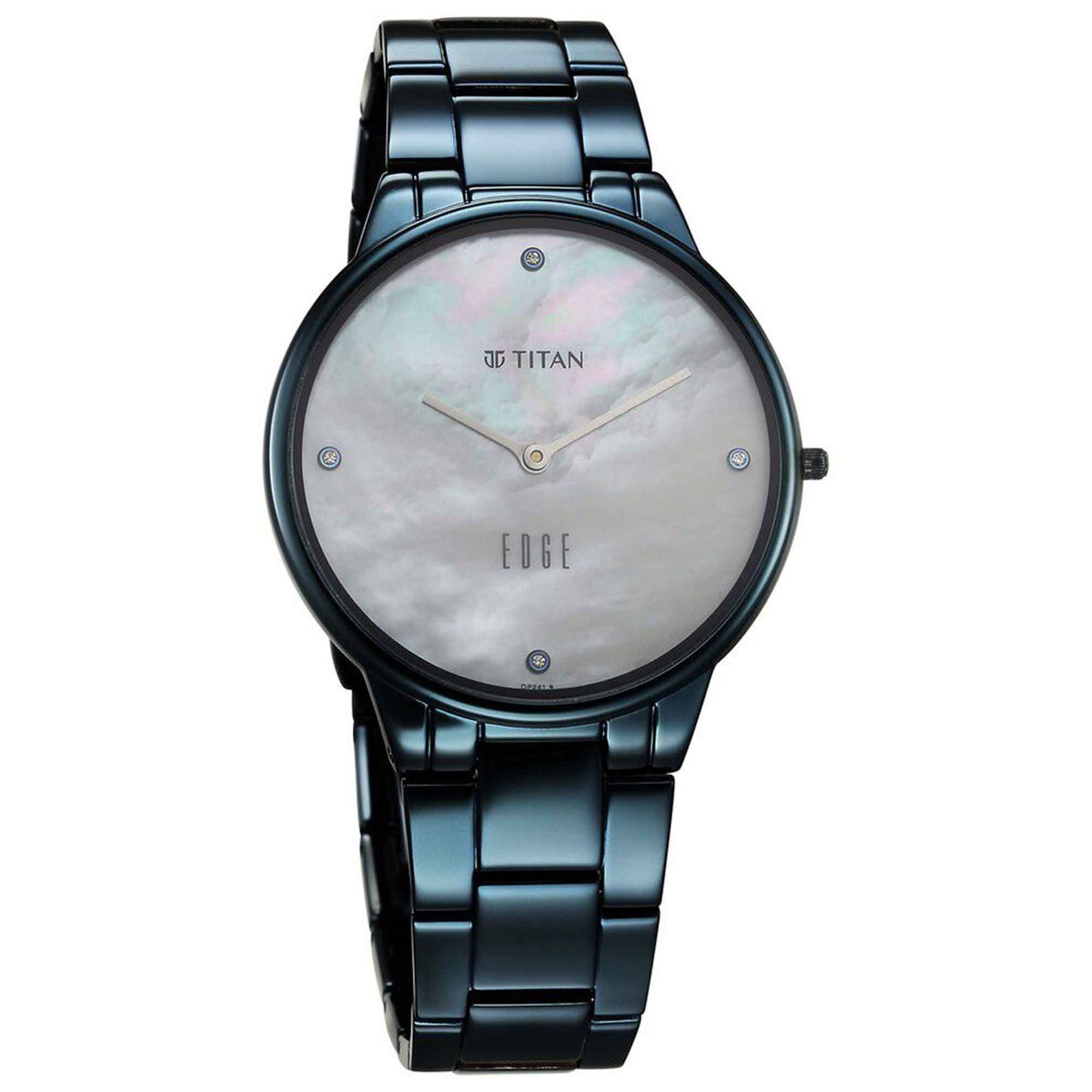 Titan Edge Mother Of Pearl Dial Blue Stainless Steel Strap Analog Watch for Women
