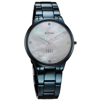 Titan Edge Mother Of Pearl Dial Blue Stainless Steel Strap Analog Watch for Women