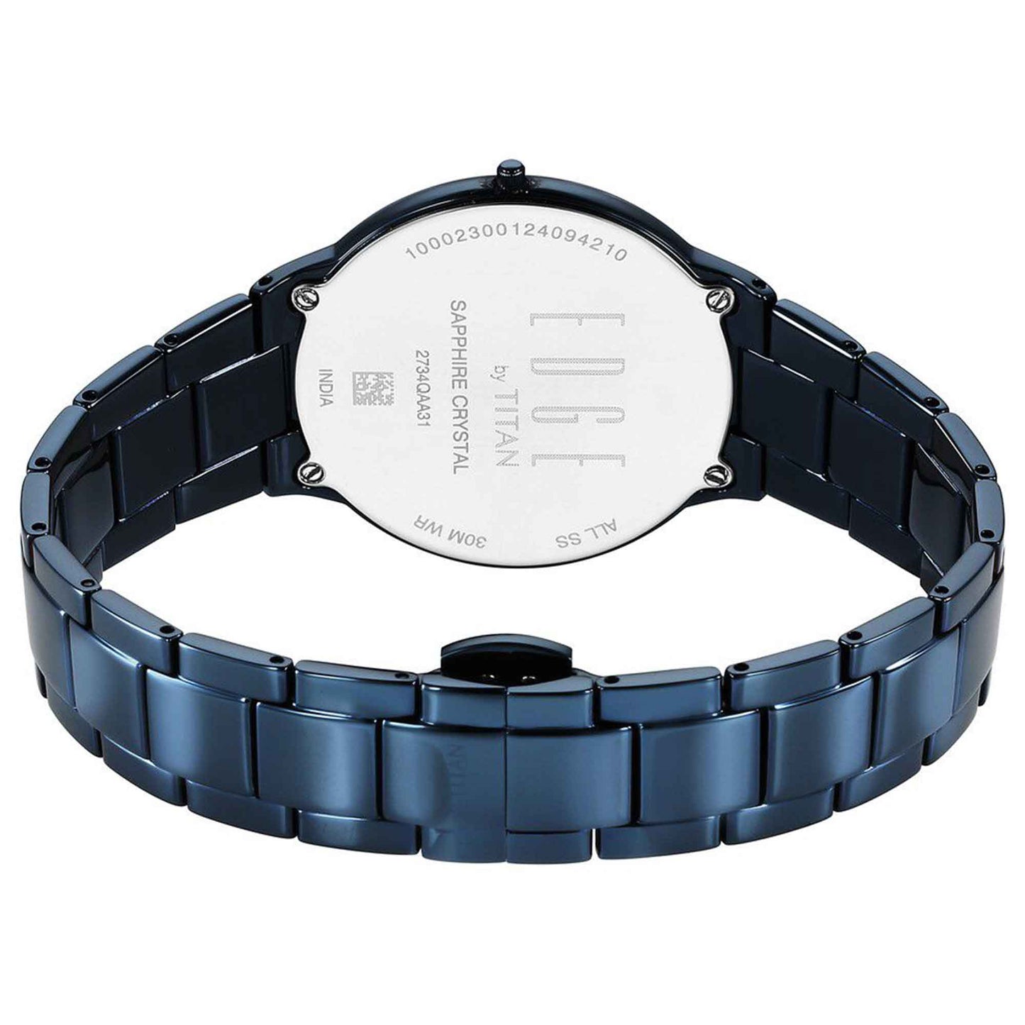 Titan Edge Mother Of Pearl Dial Blue Stainless Steel Strap Analog Watch for Women