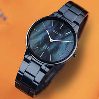 Titan Edge Mother Of Pearl Dial Blue Stainless Steel Strap Analog Watch for Women