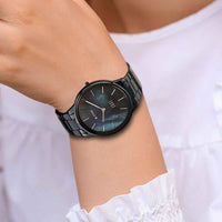 Titan Edge Mother Of Pearl Dial Blue Stainless Steel Strap Analog Watch for Women