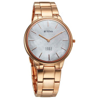 Titan Edge Mother Of Pearl Dial Rose Gold Stainless Steel Strap Analog Watch for Women