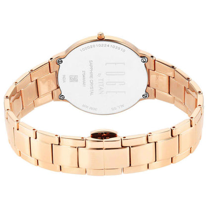 Titan Edge Mother Of Pearl Dial Rose Gold Stainless Steel Strap Analog Watch for Women