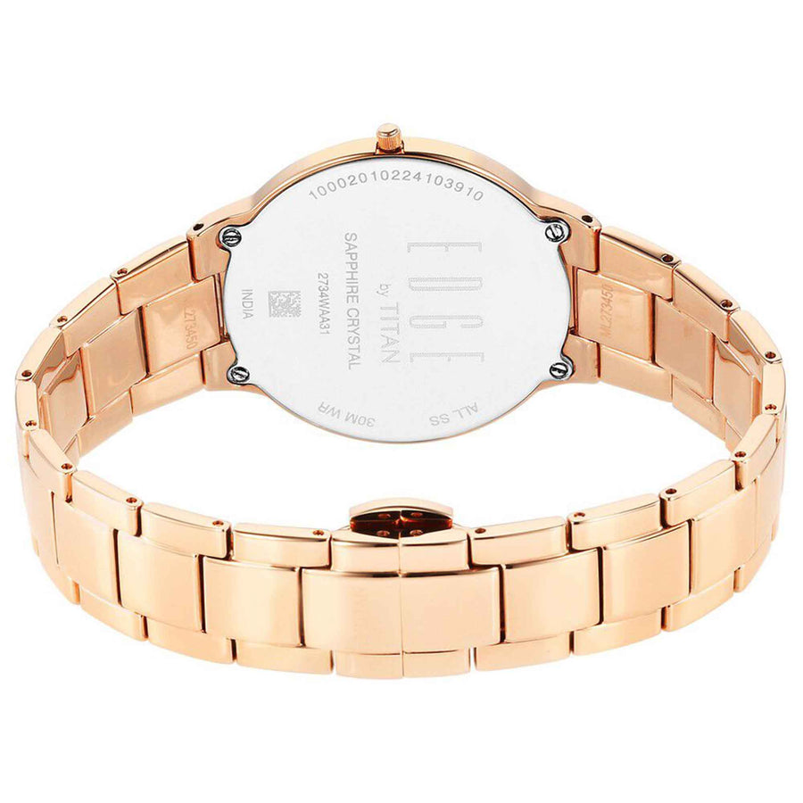 Titan Edge Mother Of Pearl Dial Rose Gold Stainless Steel Strap Analog Watch for Women