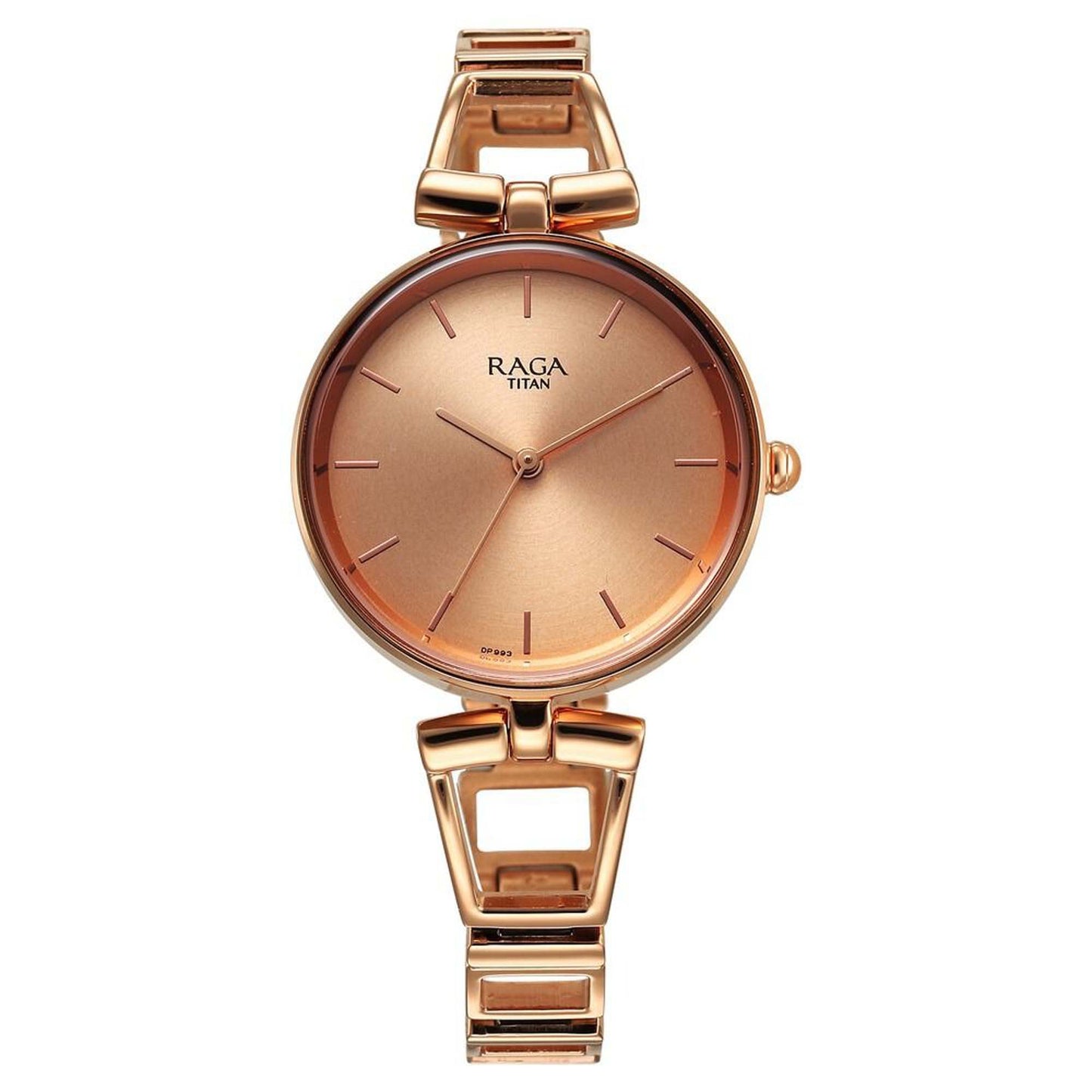 Titan Raga Ascend Quartz Alog Rose Gold Dial With Rose Gold Color Metal Strap Watch For Women